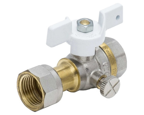 Кран шаровой латунный ВР-гайка проходной двухходовой полнопроходной никелированный с бабочкой Aquasfera STANDARD 1124 CW617N ДУ 15-8 РУ 40 Кран шаровой латунный ВР-гайка проходной двухходовой полнопроходной никелированный с бабочкой Aquasfera STANDARD 1124 CW617N ДУ 15-8 РУ 40